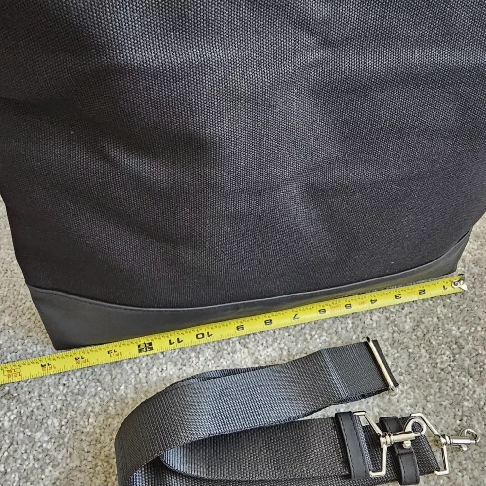 Versace Black Canvas Tote with Greek Key Trim